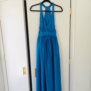 Silk Sateen Azure Maxi Gown